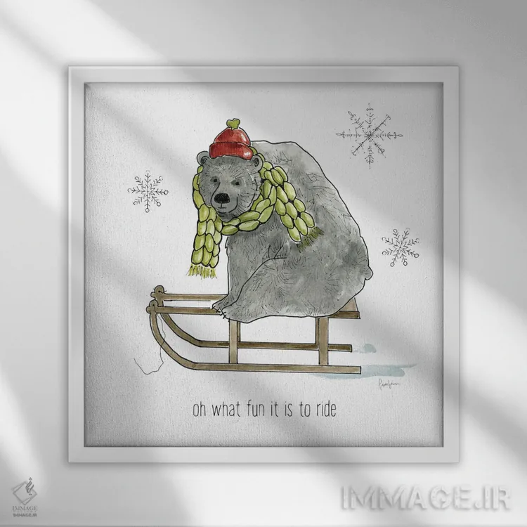 تابلو دکوراتیو لذت های ساده زمستانی اثر لیوی فین - نمای قابدار سفید