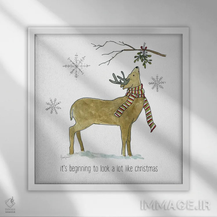 تابلو دکوراتیو لذت های ساده زمستانی اثر لیوی فین - نمای قابدار سفید