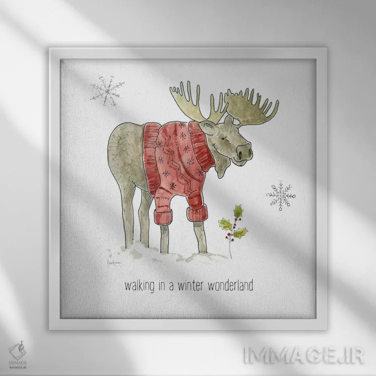 تابلو دکوراتیو لذت های ساده زمستانی اثر لیوی فین - نمای قابدار سفید