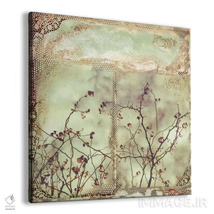 تابلو انتزاعی برگ قرمز اثر لورا ون هورن - نمای پرسپکتیو محصول