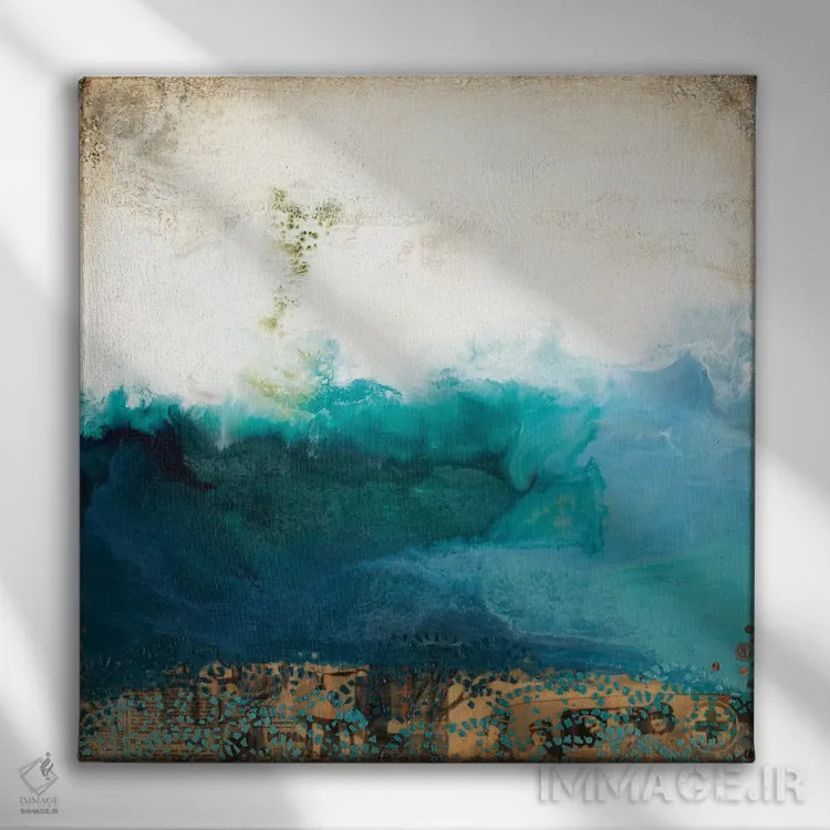 تابلو انتزاعی بالای آب اثر لورا ون هورن - نمای روبهرو روی دیوار