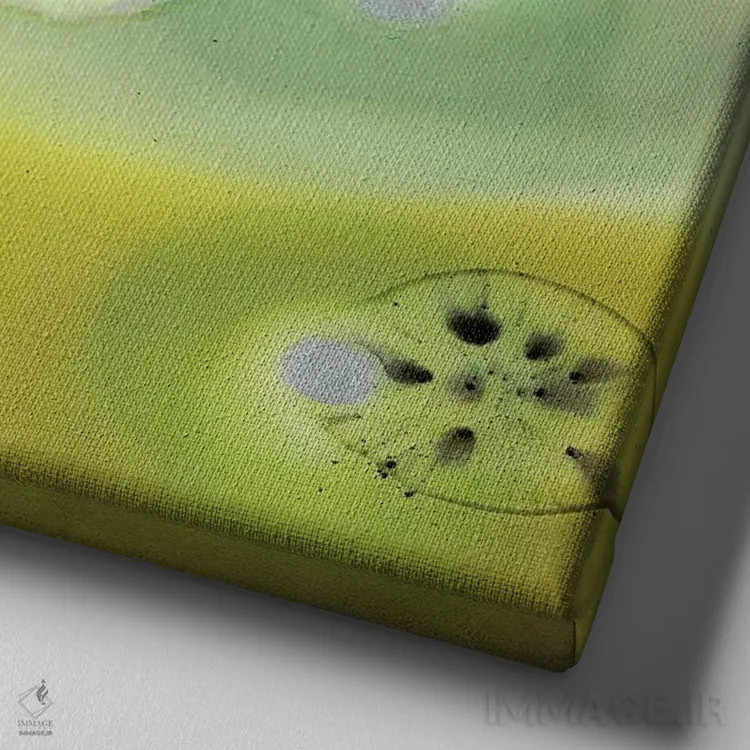 تابلو انتزاعی صخره لیمویی دو اثر لورا ون هورن - نمای نزدیک بافت بوم