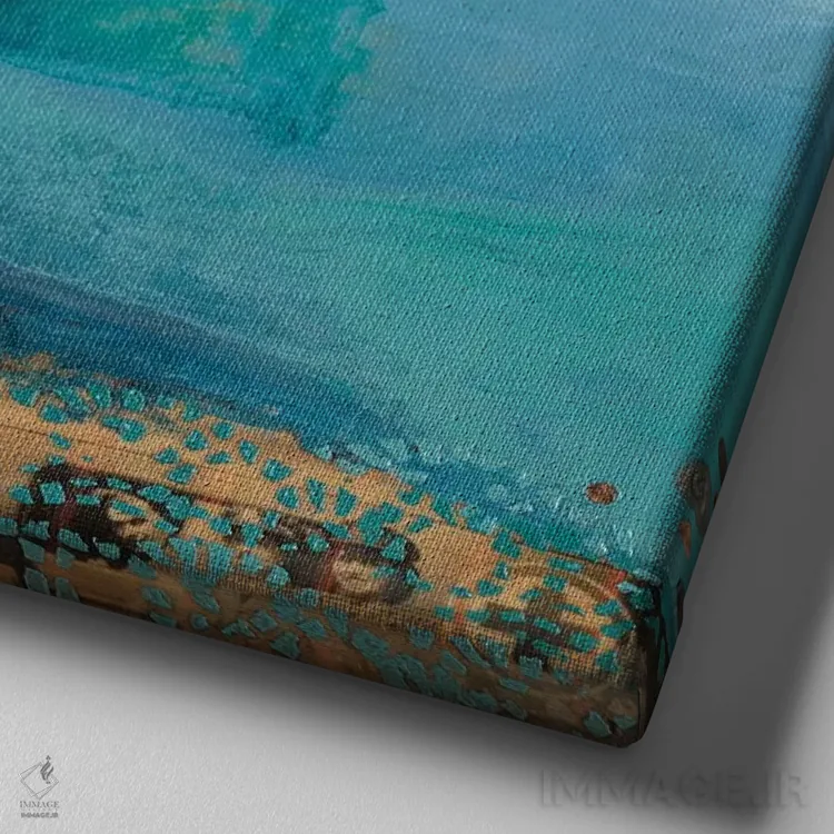 تابلو انتزاعی بالای آب اثر لورا ون هورن - نمای نزدیک بافت بوم