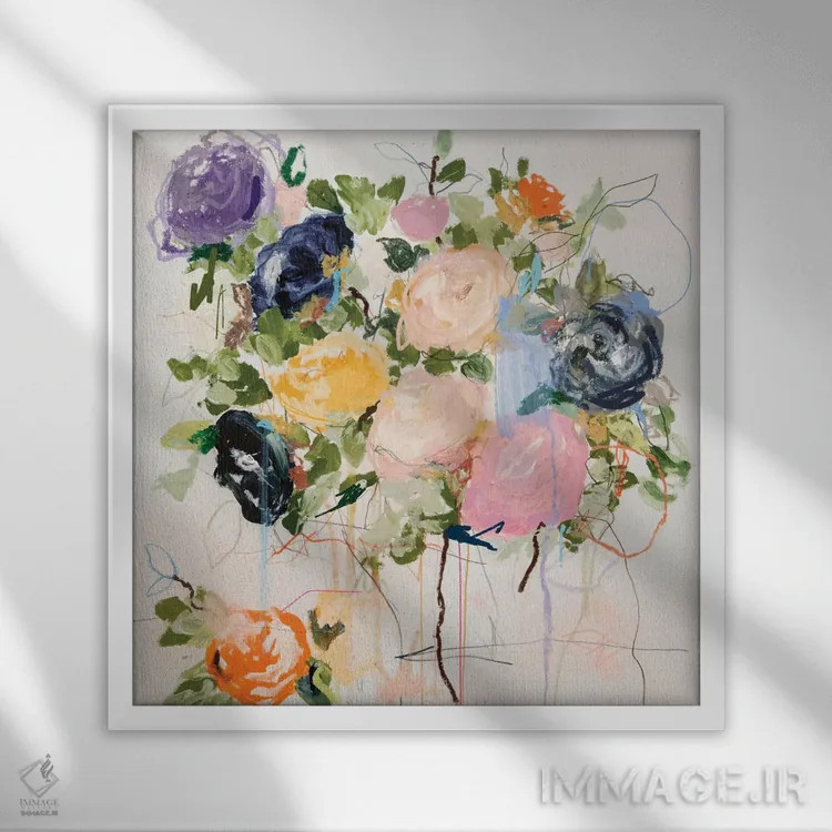 تابلو انتزاعی راستی اثر لی واینر - نمای قابدار سفید