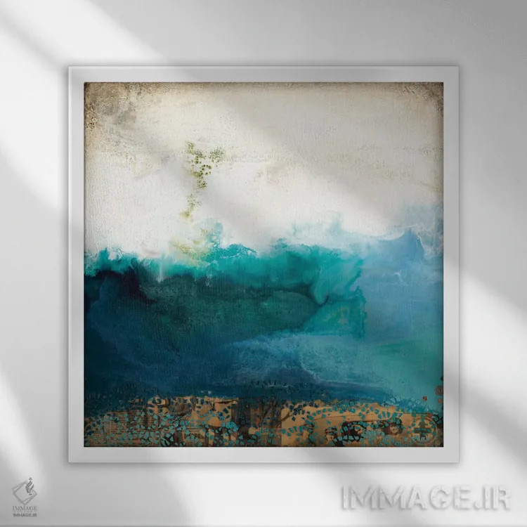 تابلو انتزاعی بالای آب اثر لورا ون هورن - نمای قابدار سفید