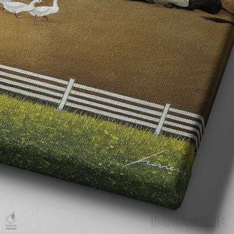 تابلو دکوراتیو دامداری بلتی اثر لوول هررو - نمای نزدیک بافت بوم