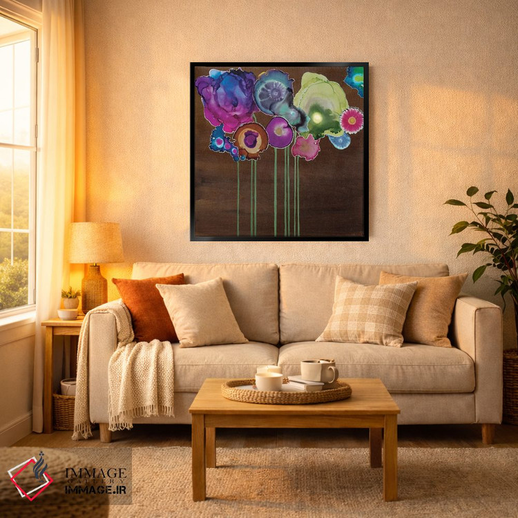 تابلو انتزاعی دسته گل بهاری دو اثر لورا ون هورن - D4B