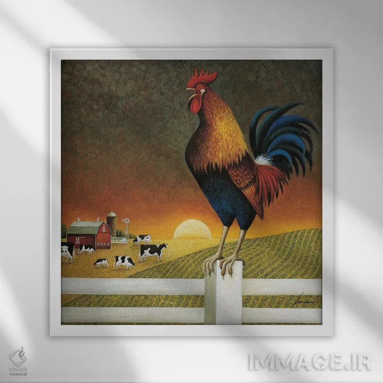 تابلو دکوراتیو طلوع آفتاب اثر لوول هررو - نمای قابدار سفید