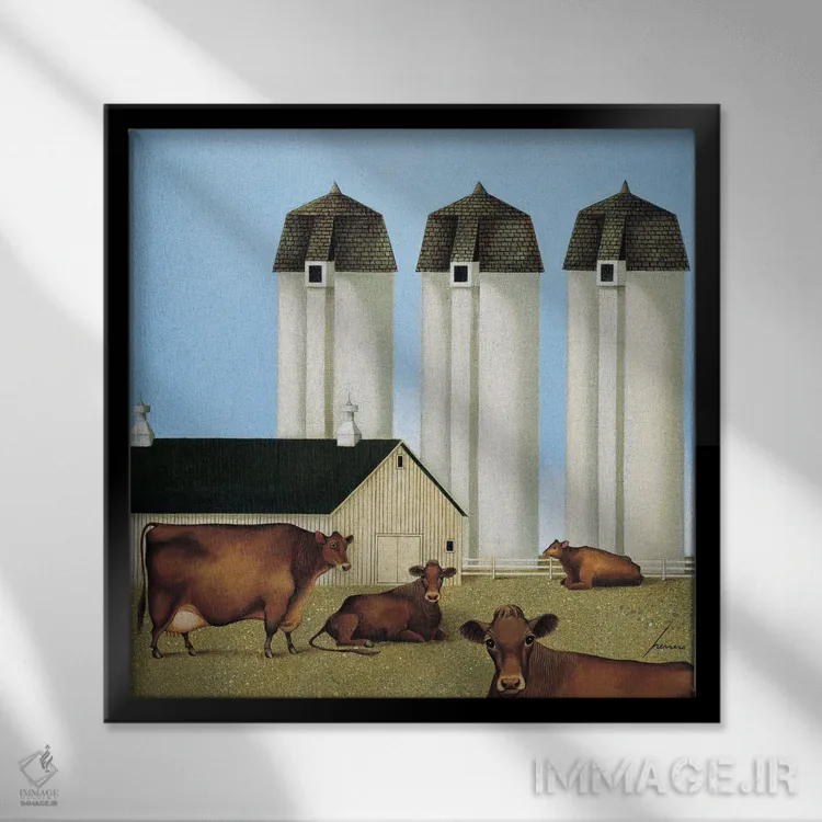 تابلو دکوراتیو سه سیلو اثر لوول هررو - نمای قابدار مشکی