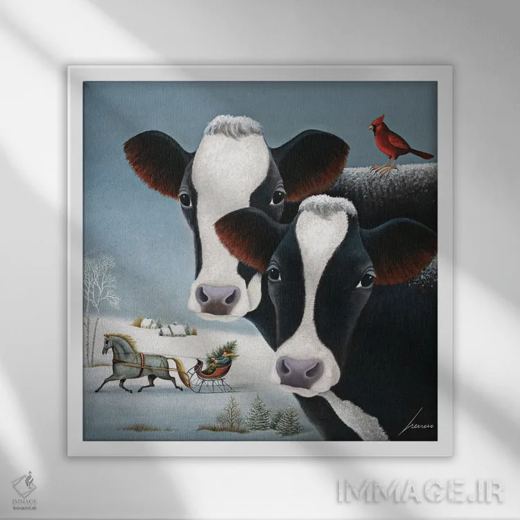 تابلو دکوراتیو نگهبانی زمستانی اثر لوول هررو - نمای قابدار سفید