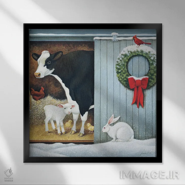 تابلو دکوراتیو صبح کریسمس اثر لوول هررو - نمای قابدار مشکی