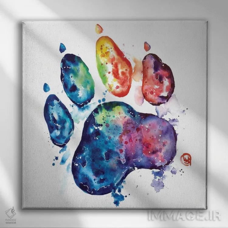 تابلو دکوراتیو گربه رنگارنگ اثر لیزا وایت هاوس - نمای روبهرو روی دیوار