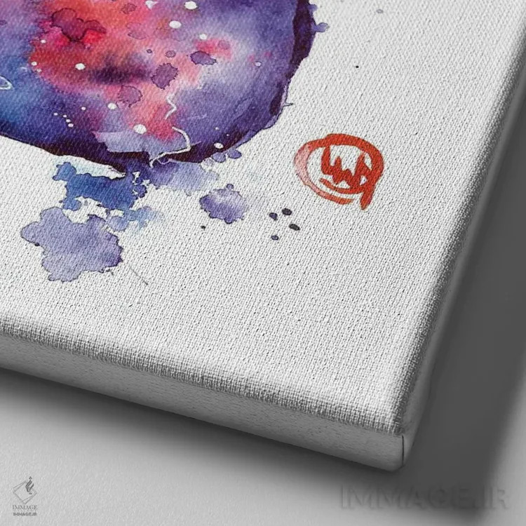 تابلو دکوراتیو گربه رنگارنگ اثر لیزا وایت هاوس - نمای نزدیک بافت بوم