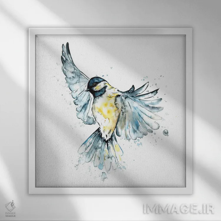 تابلو دکوراتیو در حال پرواز اثر لیزا وایت هاوس - نمای قابدار سفید