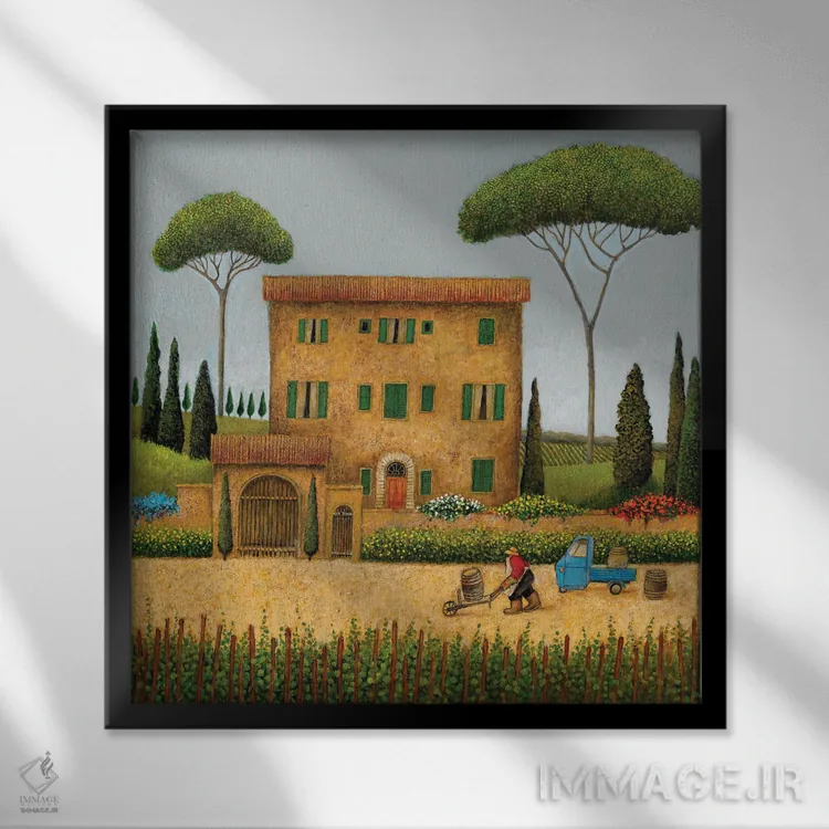 تابلو دکوراتیو هتل ایتالیایی اثر لوول هررو - نمای قابدار مشکی