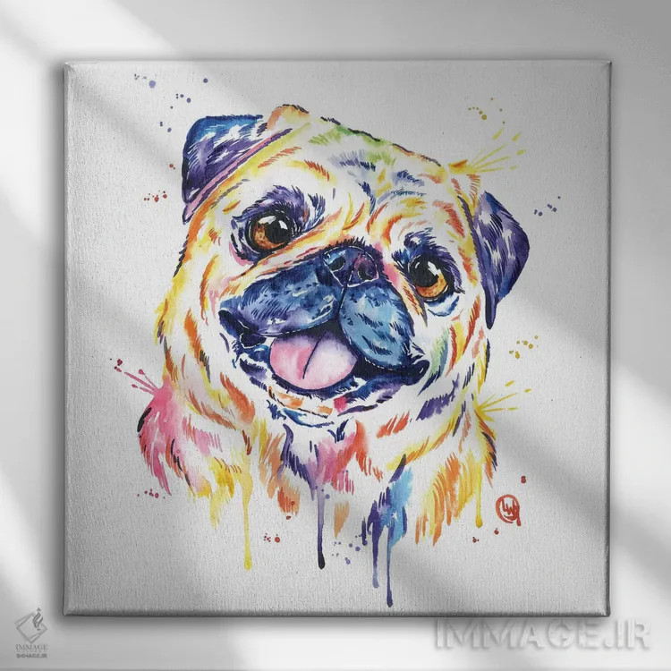 تابلو دکوراتیو پاگ نخودی اثر لیزا وایت هاوس - نمای روبهرو روی دیوار