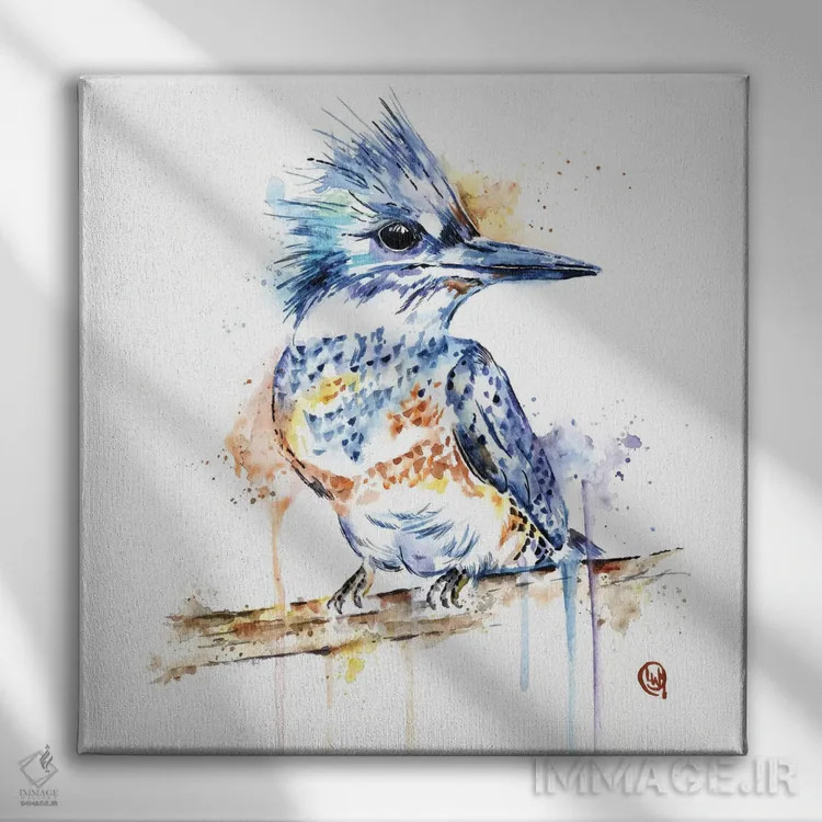 تابلو دکوراتیو مرغ ماهی خوار اثر لیزا وایت هاوس - نمای روبهرو روی دیوار