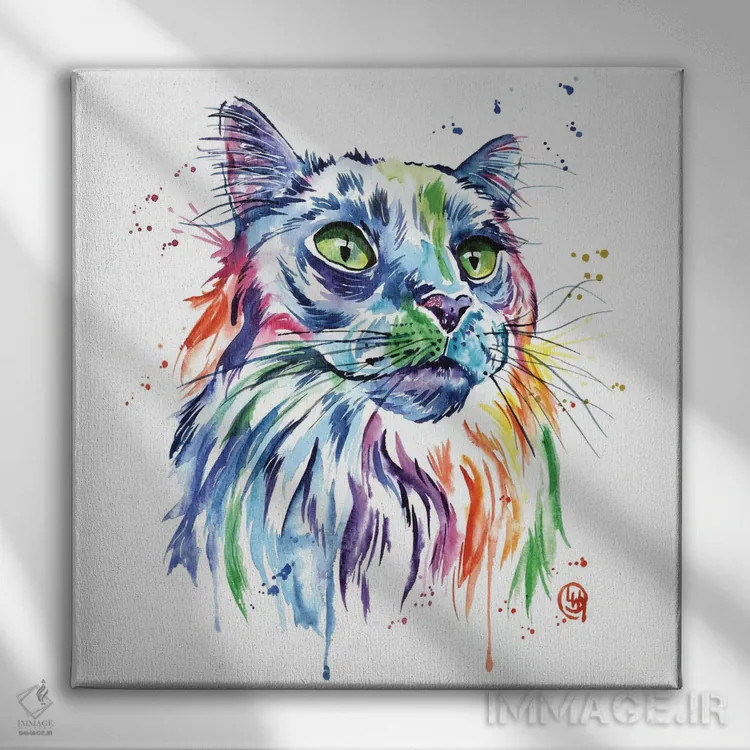 تابلو دکوراتیو گربه مین کون اثر لیزا وایت هاوس - نمای روبهرو روی دیوار