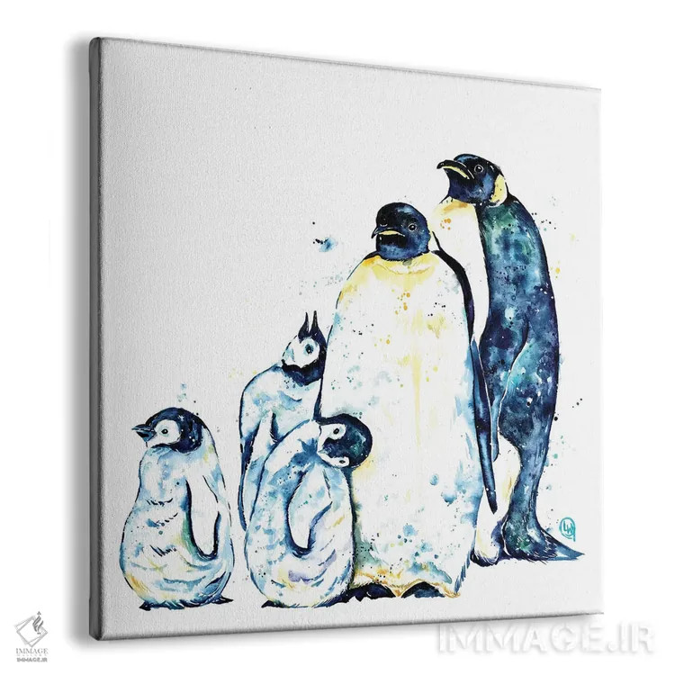 تابلو دکوراتیو خانواده پنگوئن اثر لیزا وایت هاوس - نمای پرسپکتیو محصول