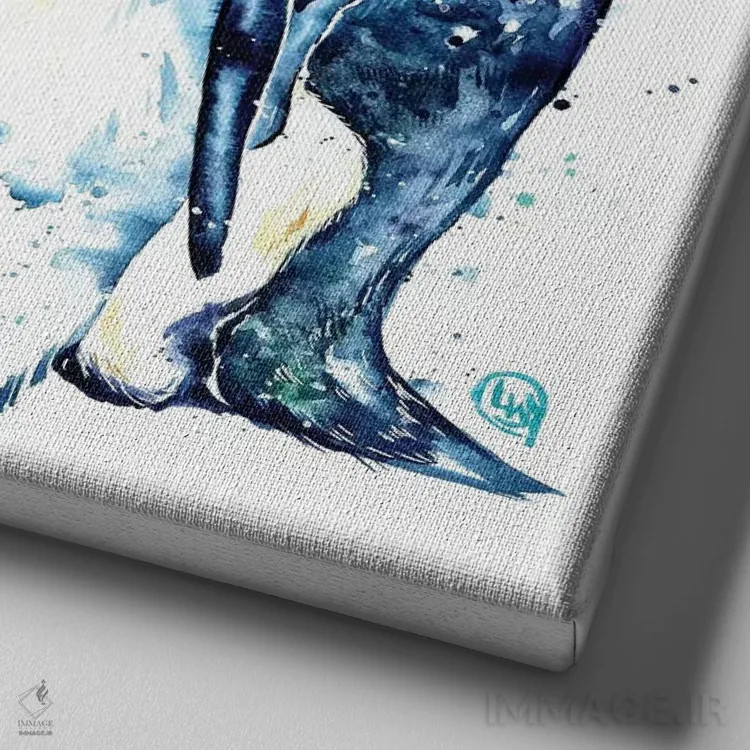 تابلو دکوراتیو خانواده پنگوئن اثر لیزا وایت هاوس - نمای نزدیک بافت بوم