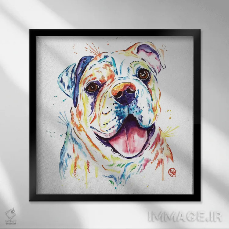 تابلو دکوراتیو شلـبی رو، بولداگ اثر لیزا وایت هاوس - نمای قابدار مشکی