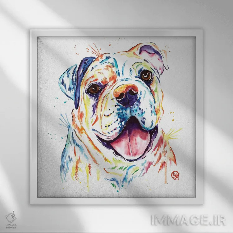 تابلو دکوراتیو شلـبی رو، بولداگ اثر لیزا وایت هاوس - نمای قابدار سفید