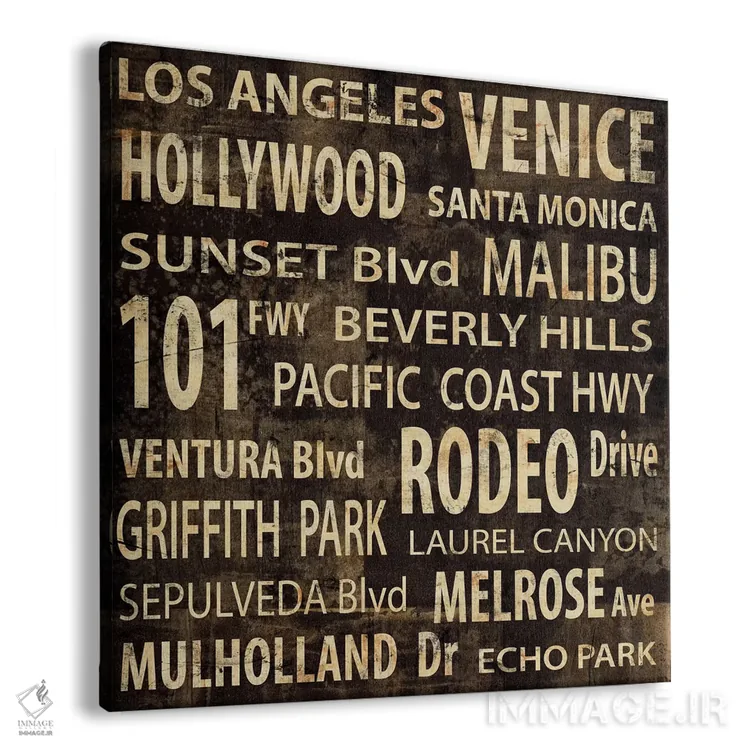 تابلو دکوراتیو لس آنجلس با واژه ها اثر لوک ویلسون - نمای پرسپکتیو محصول