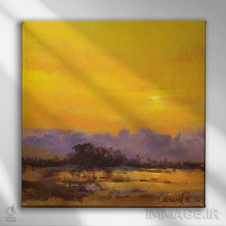 تابلو دکوراتیو صبح زرد اثر لاورنس لی - نمای روبهرو روی دیوار