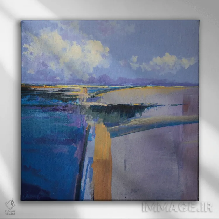 تابلو انتزاعی رنگ های تابستانی اثر لاورنس لی - نمای روبهرو روی دیوار