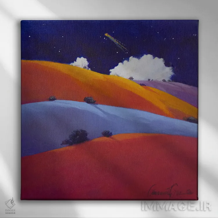 تابلو انتزاعی ستاره مهمان اثر لاورنس لی - نمای روبهرو روی دیوار