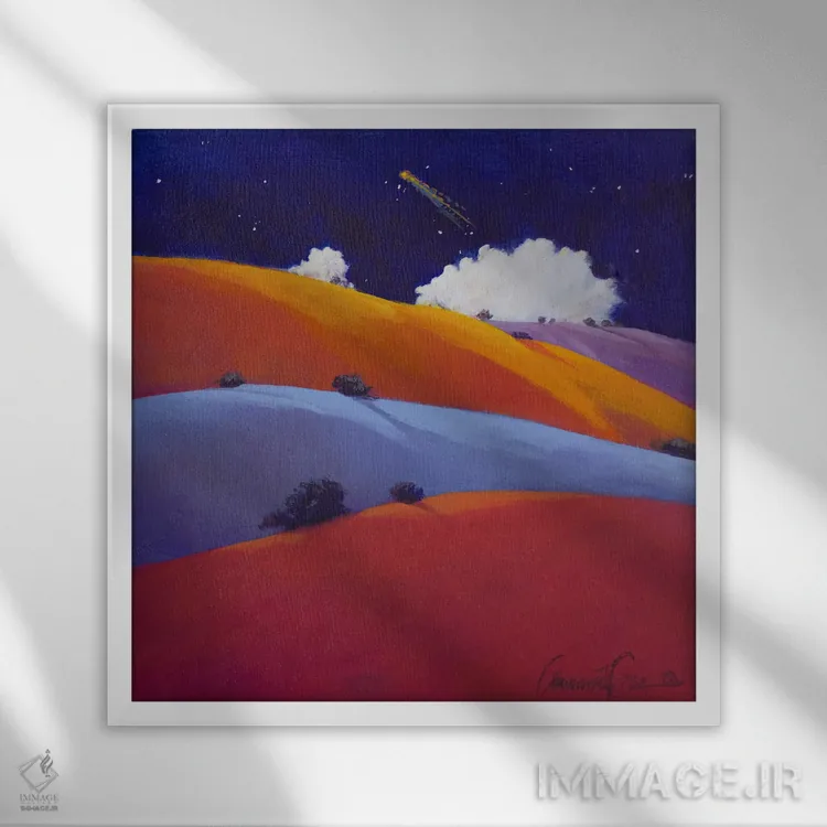 تابلو انتزاعی ستاره مهمان اثر لاورنس لی - نمای قابدار سفید