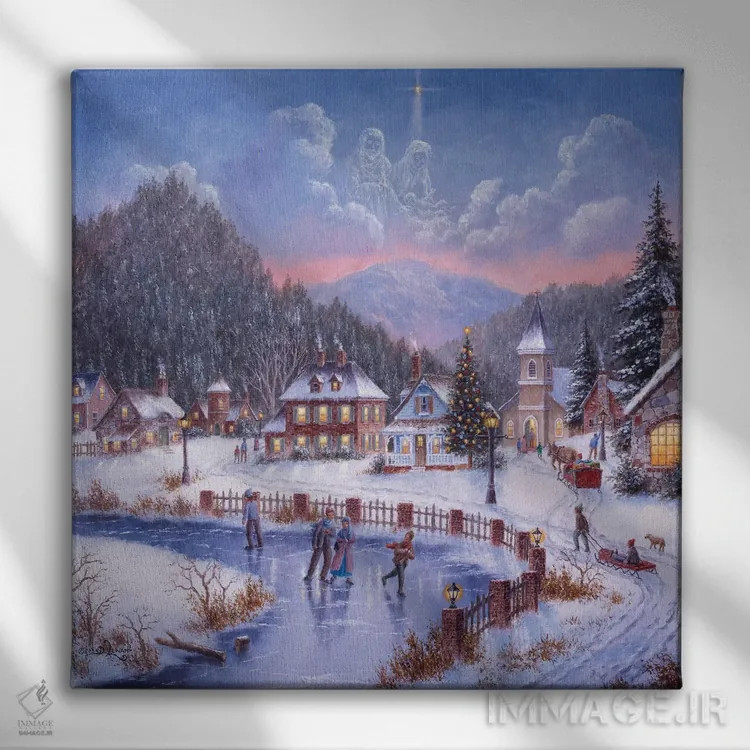 تابلو دکوراتیو هدیه کریسمس اثر دنیس لوان - نمای روبهرو روی دیوار