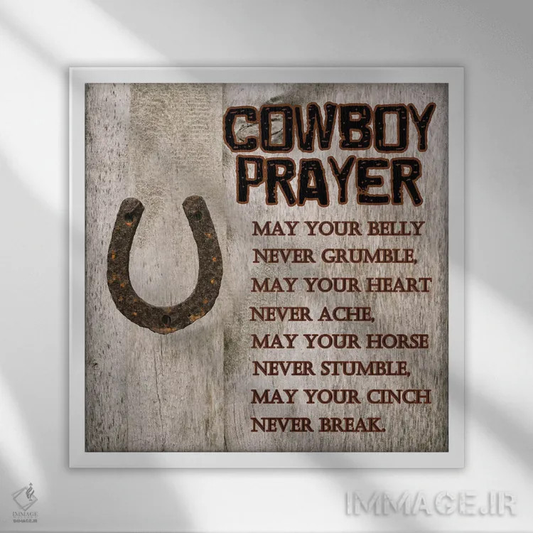 تابلو مدرن دعای کابوی اثر شلند لوئیس - نمای قابدار سفید