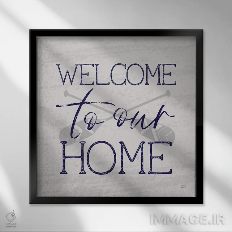 تابلو دکوراتیو دریاچه، خوش آمدی به خانه ما اثر لوکس + می دیزاینز - نمای قابدار مشکی