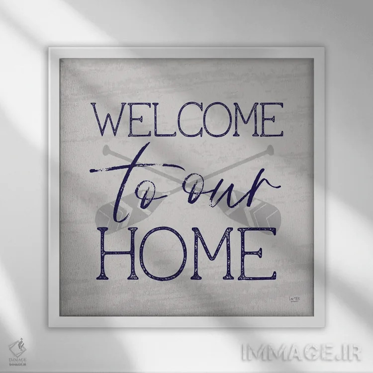 تابلو دکوراتیو دریاچه، خوش آمدی به خانه ما اثر لوکس + می دیزاینز - نمای قابدار سفید