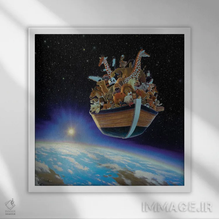 تابلو دکوراتیو کشتی نوح اثر چارلز لین براگ - نمای قابدار سفید