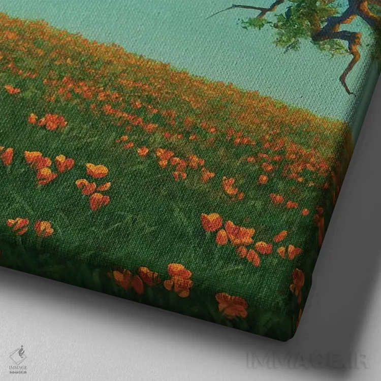 تابلو دکوراتیو تب طلای کالیفرنیا اثر چارلز لین براگ - نمای نزدیک بافت بوم