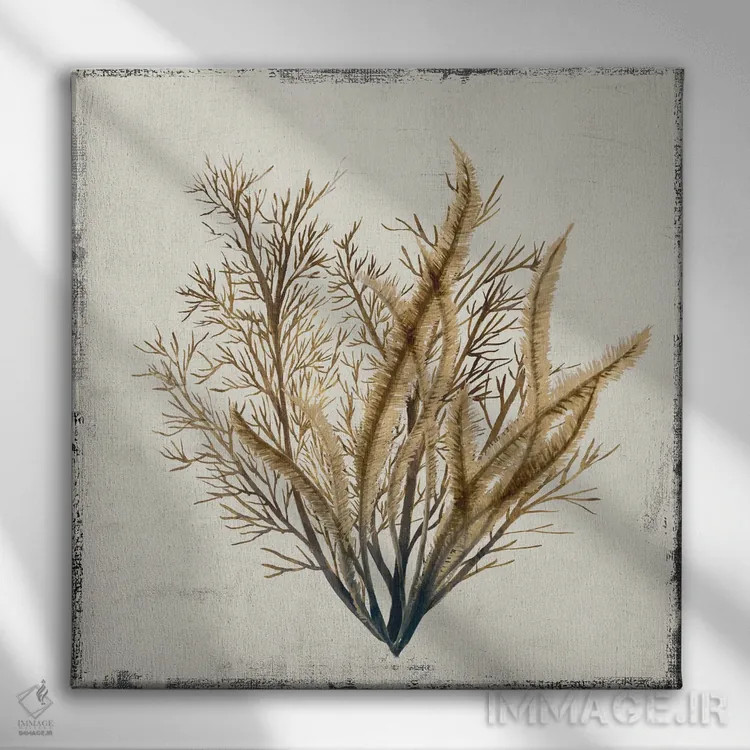 تابلو مینیمال مرجان زرد III اثر لیلی کی - نمای روبهرو روی دیوار