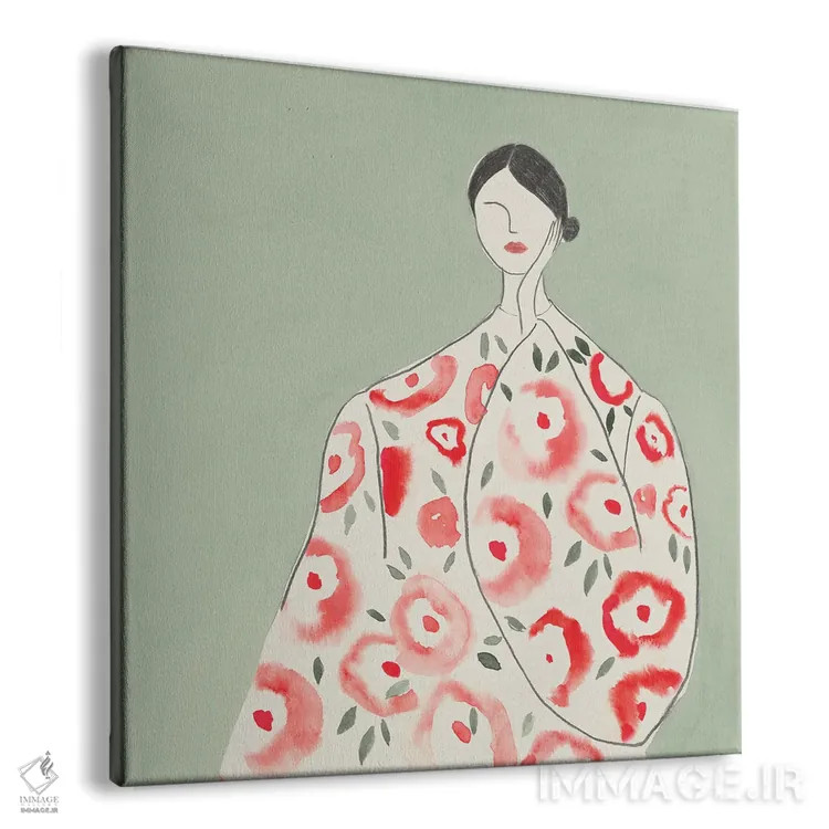 تابلو مینیمال زن گل دار I اثر لیلی کی - نمای پرسپکتیو محصول