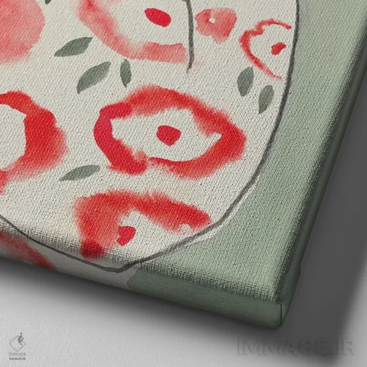 تابلو مینیمال زن گل دار I اثر لیلی کی - نمای نزدیک بافت بوم