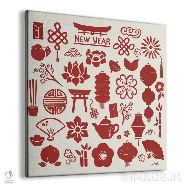 تابلو دکوراتیو نمادهای سال اژدها اثر لیا یورک - نمای پرسپکتیو محصول