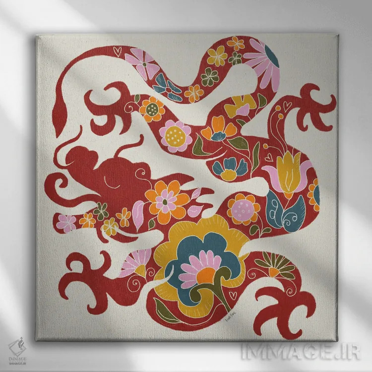 تابلو دکوراتیو سال اژدها اثر لیا یورک - نمای روبهرو روی دیوار