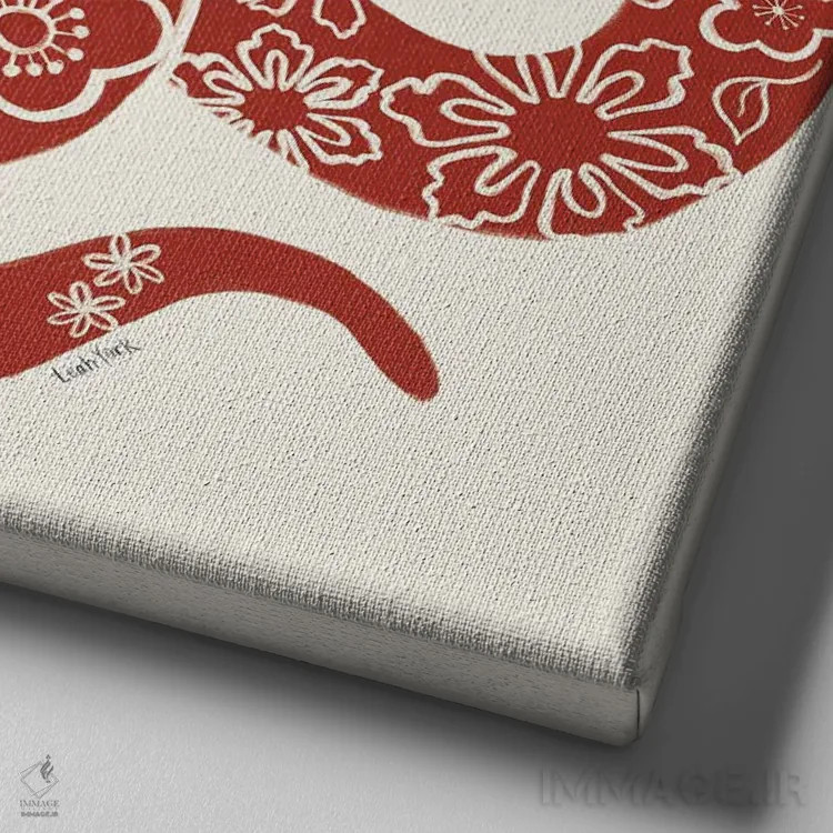 تابلو دکوراتیو سال مار اثر لیا یورک - نمای نزدیک بافت بوم