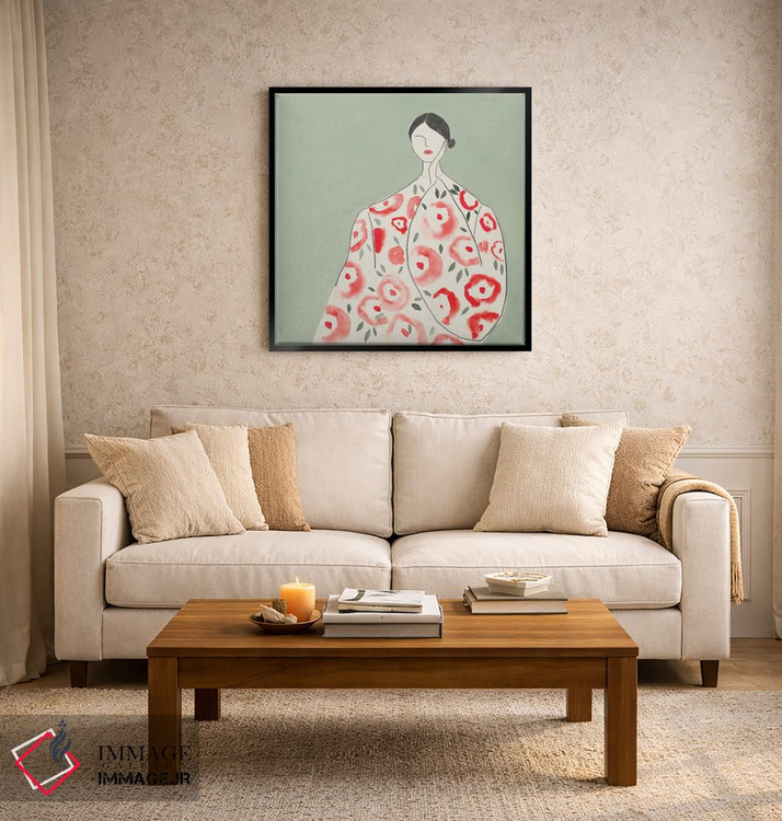 تابلو مینیمال زن گل دار I اثر لیلی کی - D3B