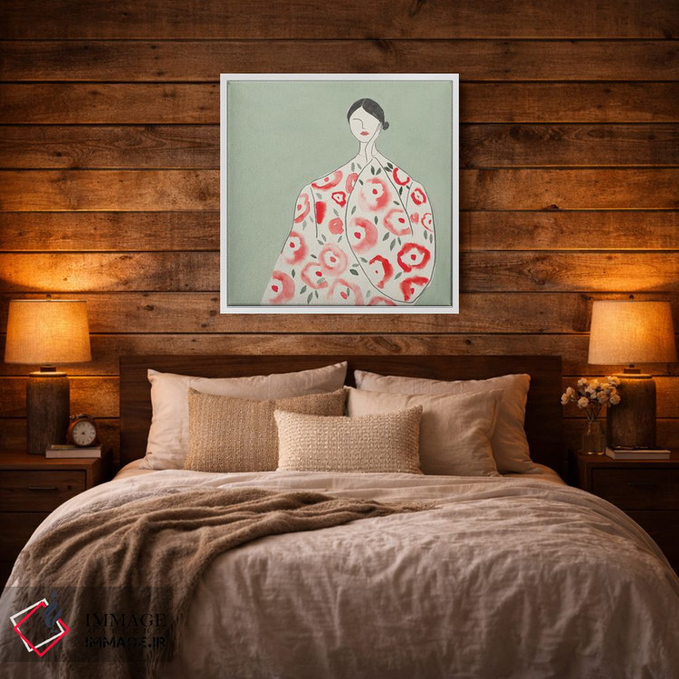 تابلو مینیمال زن گل دار I اثر لیلی کی - D2W