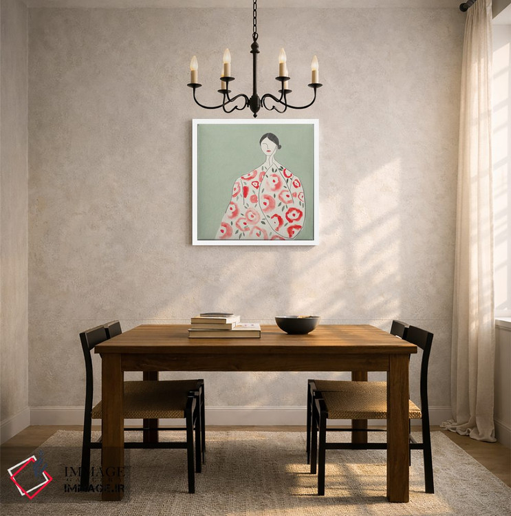 تابلو مینیمال زن گل دار I اثر لیلی کی - D4W