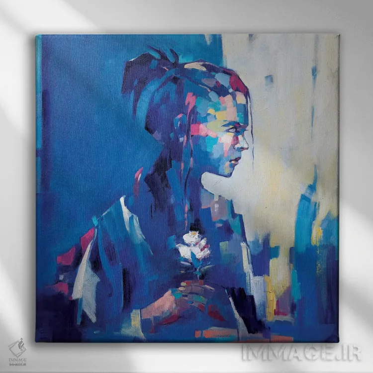 تابلو دکوراتیو دژاووی آبی ۲ اثر لی ژو - نمای روبهرو روی دیوار