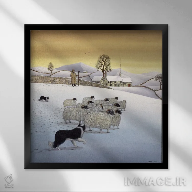 تابلو کلاسیک تپه ها در زمستان، ۱۹۸۴ اثر لری اسمارت - نمای قابدار مشکی