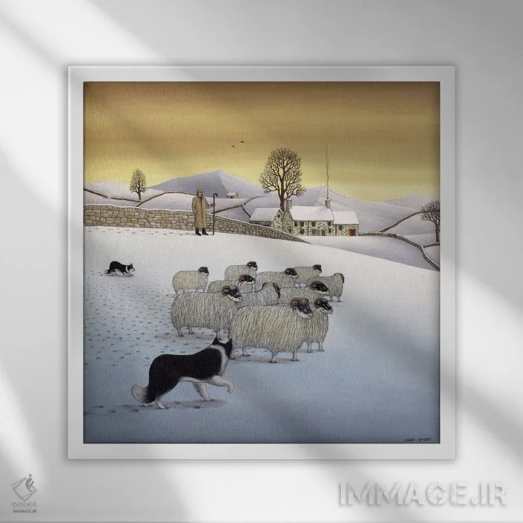 تابلو کلاسیک تپه ها در زمستان، ۱۹۸۴ اثر لری اسمارت - نمای قابدار سفید