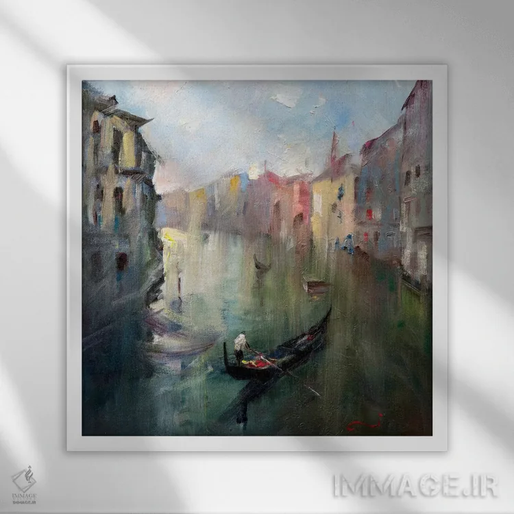 تابلو دکوراتیو کانال ونیز ۲ اثر لی ژو - نمای قابدار سفید